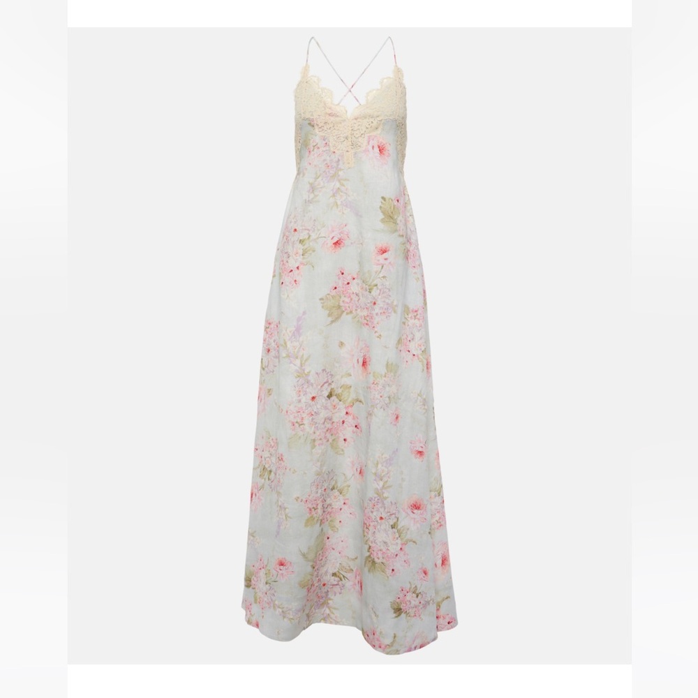 Zimmermann Floral Halliday lace trimmed floral maxi dress size 0